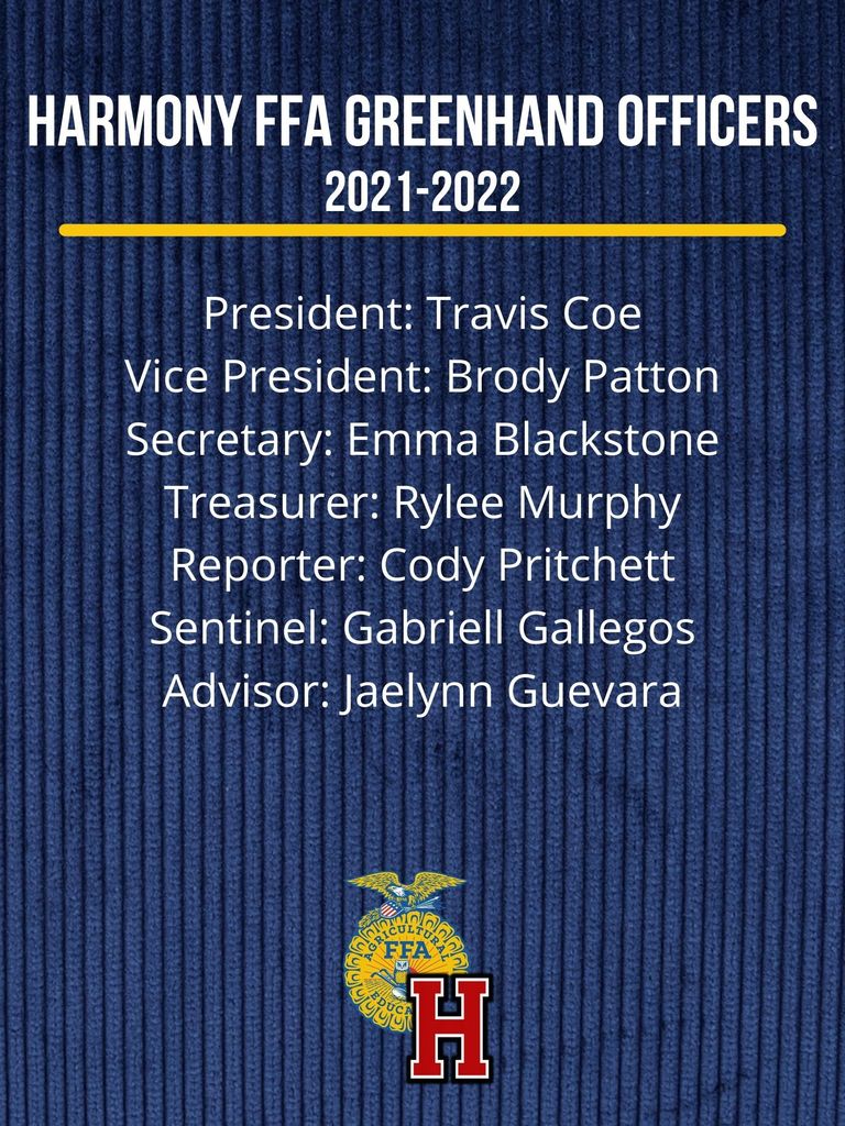 2021-2022 Greenhand FFA Officers